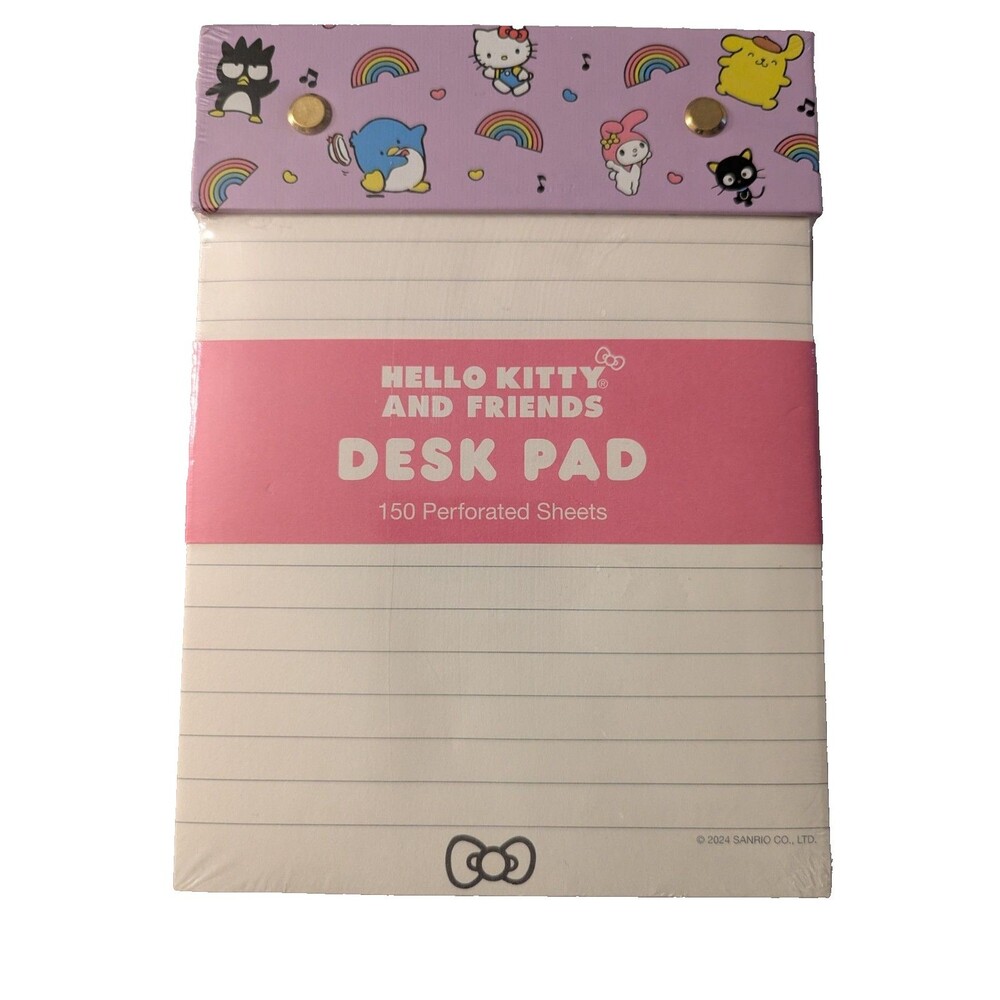 2024 Sanrio Hello Kitty Ruled Blue Desk Pad Notepad 150 Perforated Sheets NEW